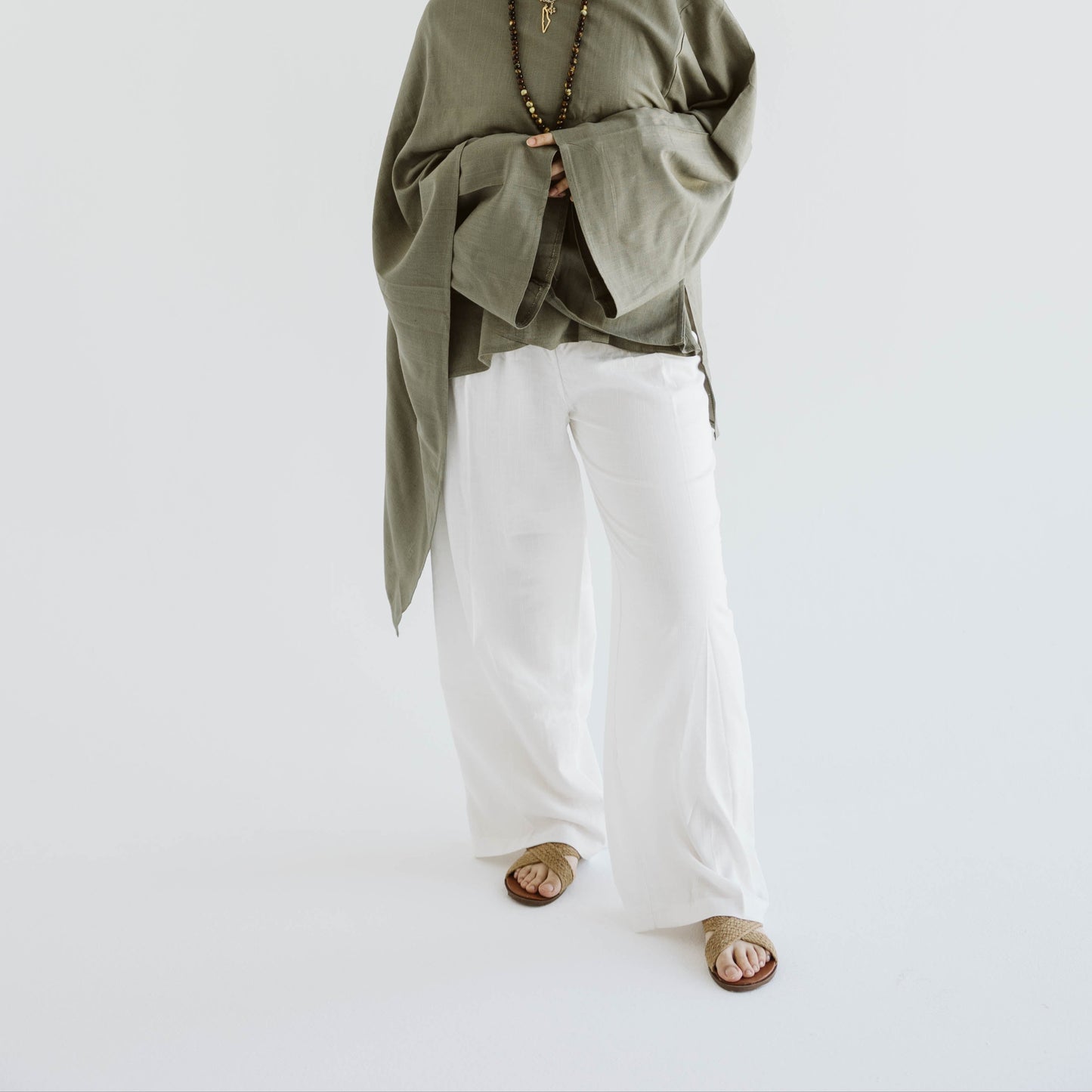 Minimalist Olive Asymmetrical Cape Top