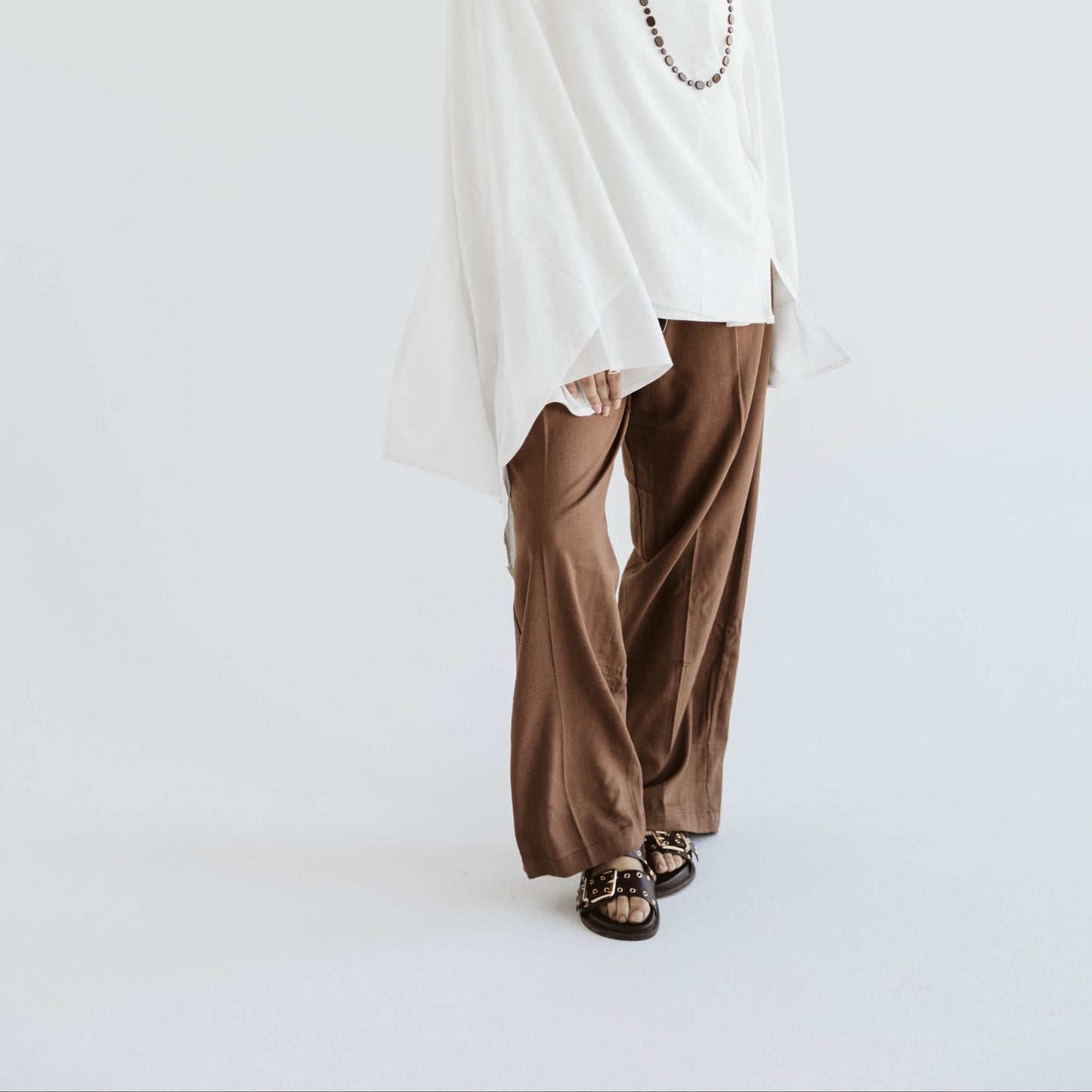 Linen Wide-Leg Pant in Rich Brown
