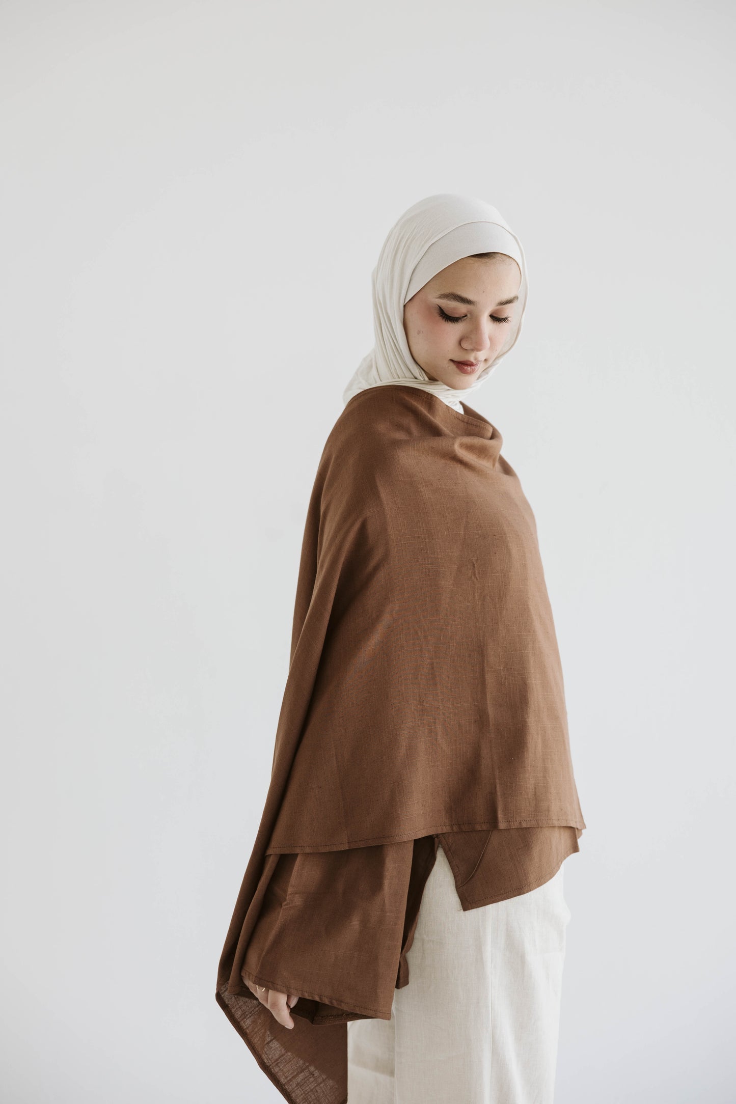 Minimalist Brown Asymmetrical Cape Top