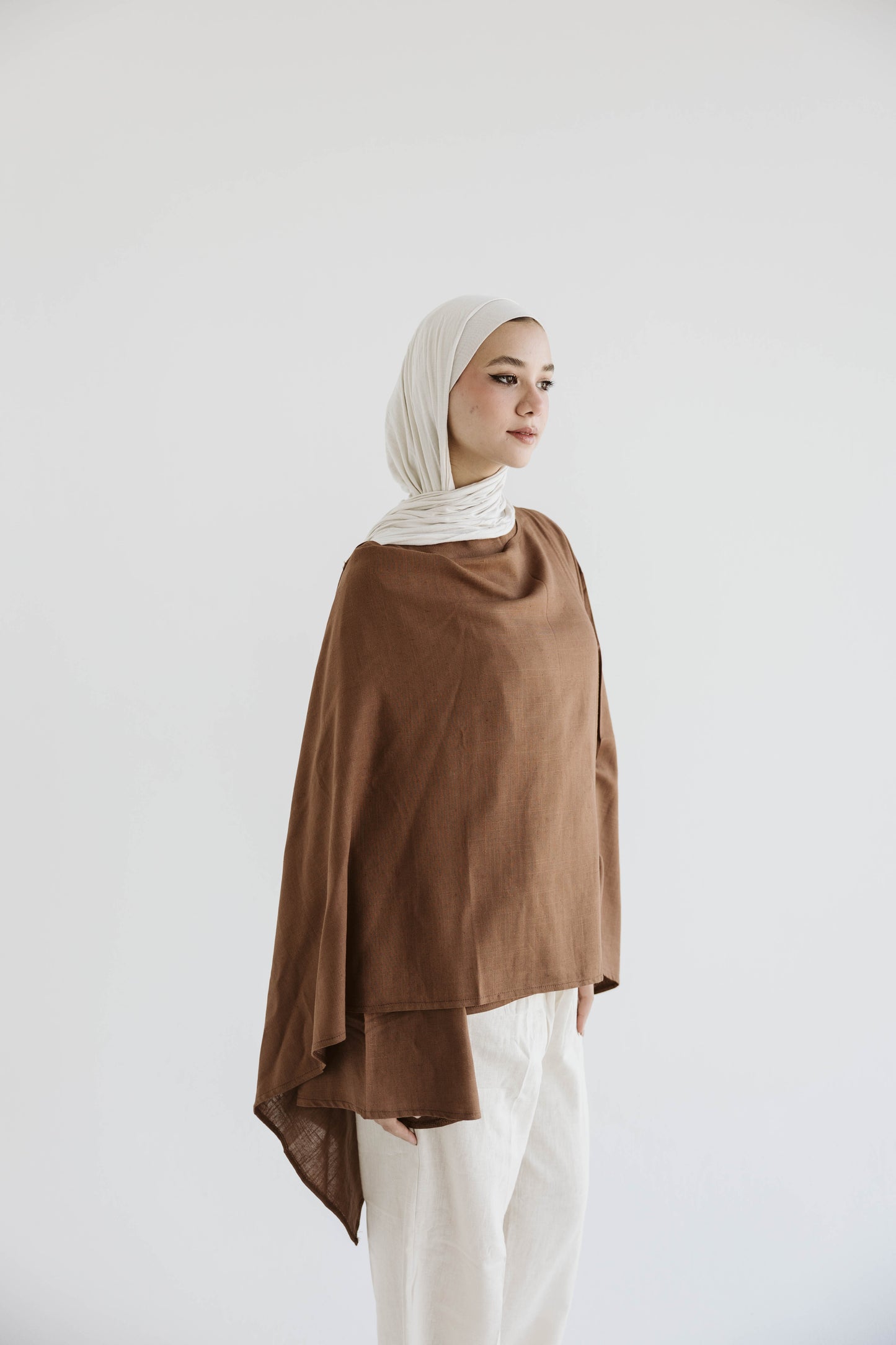 Minimalist Brown Asymmetrical Cape Top
