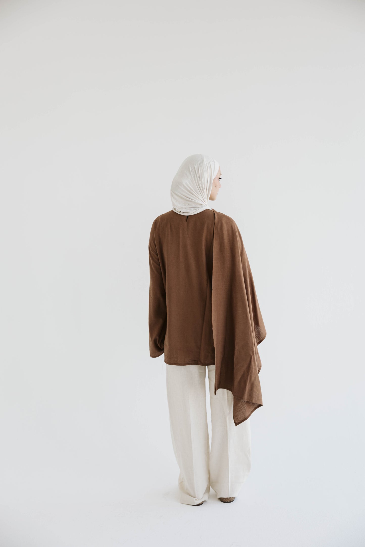 Minimalist Brown Asymmetrical Cape Top