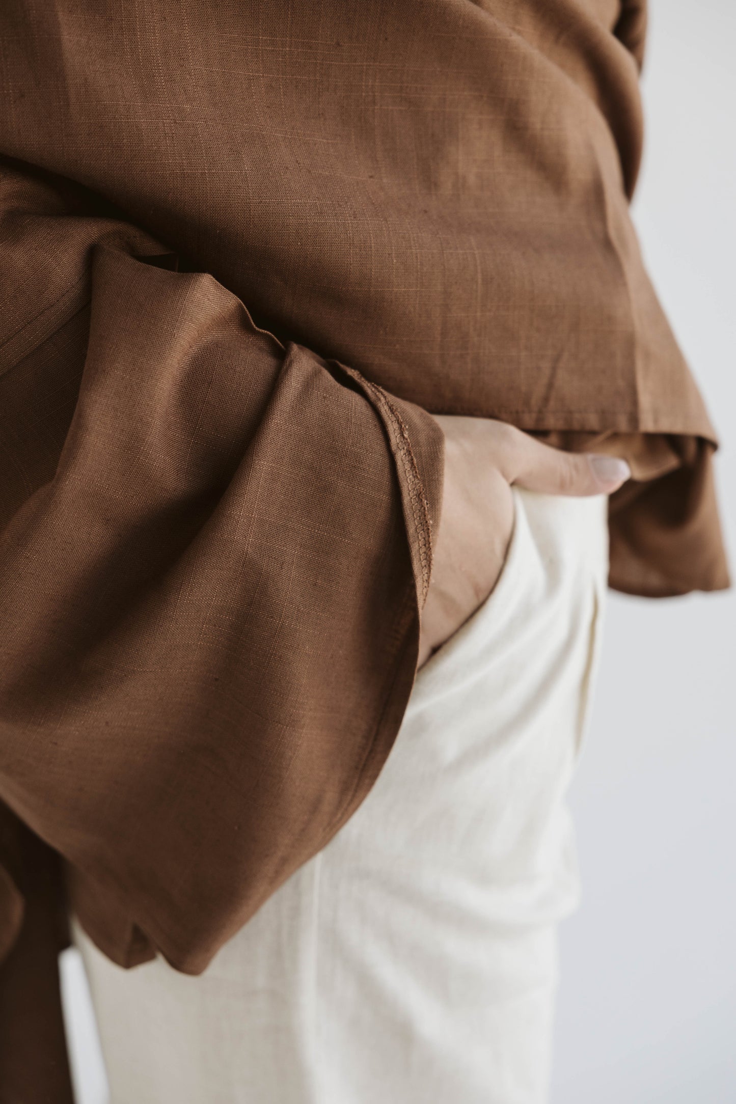 Pure Linen Beige Wide-Leg Pant
