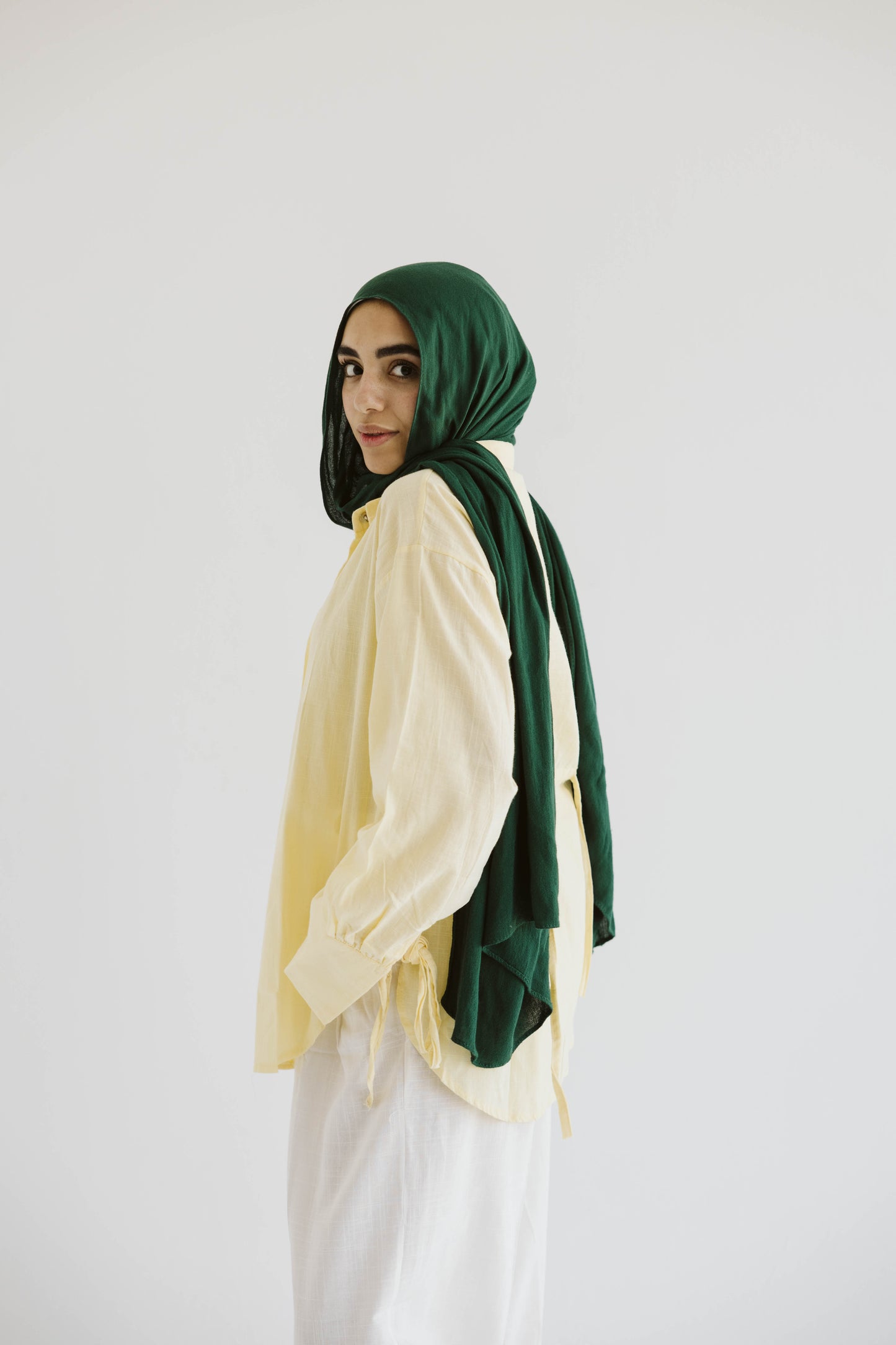 Oversized Linen Shirt with Back Tie – Light Yellow
