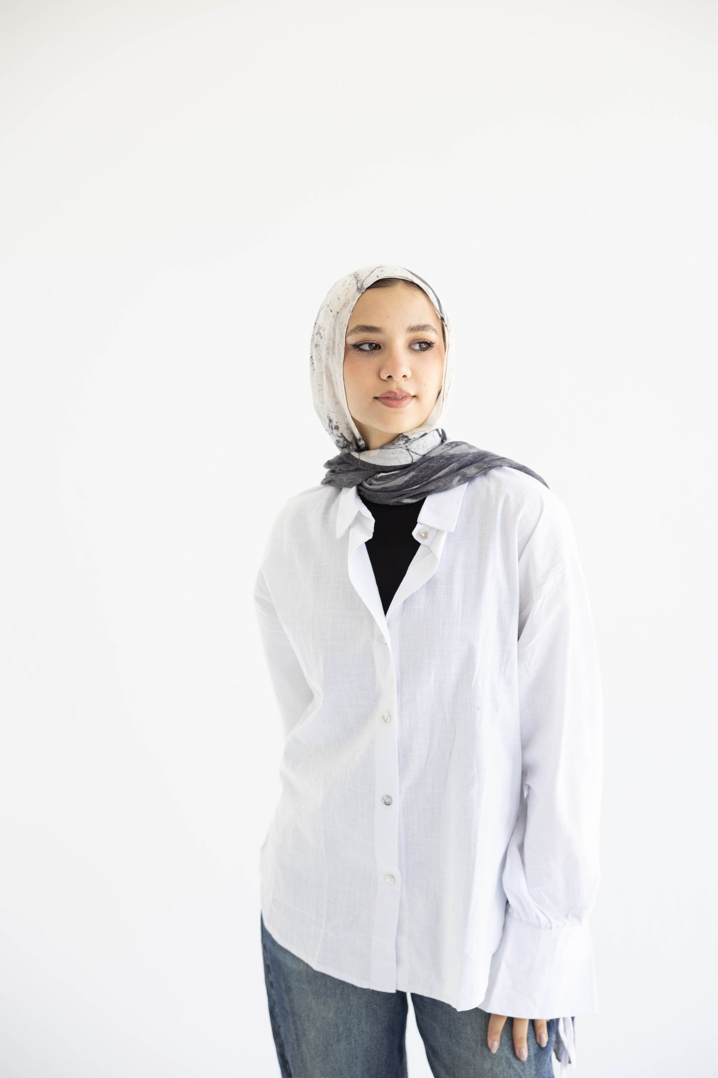 Oversized Linen Shirt with Back Tie –in White