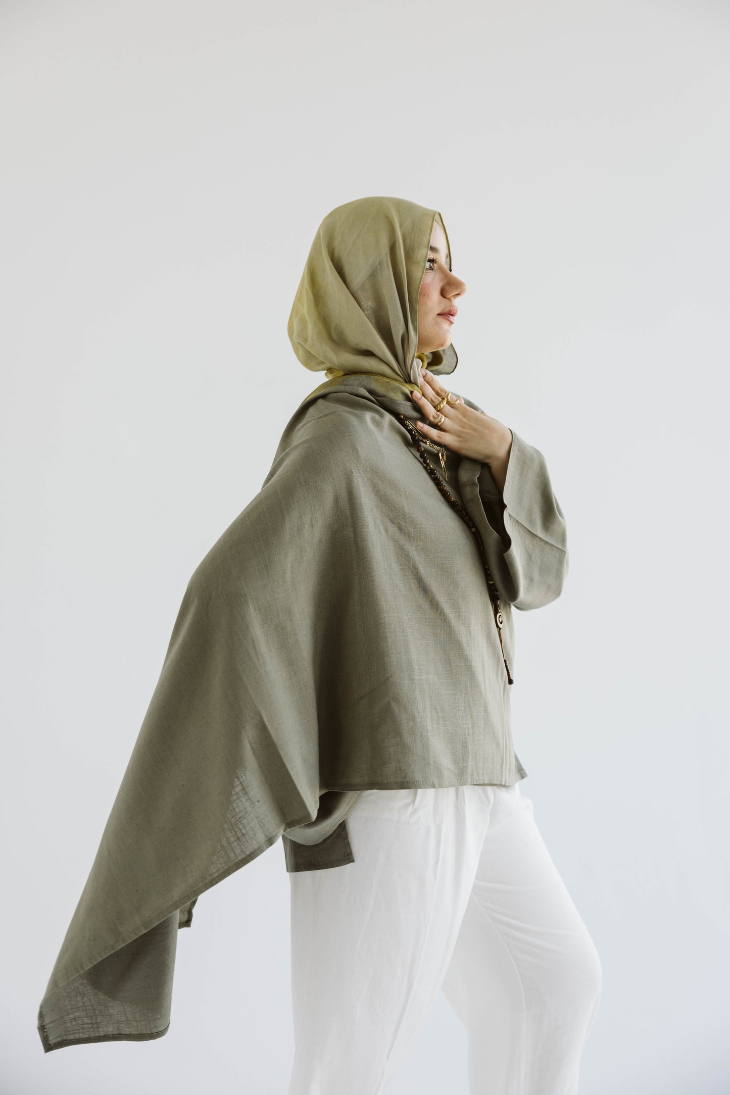 Minimalist Olive Asymmetrical Cape Top