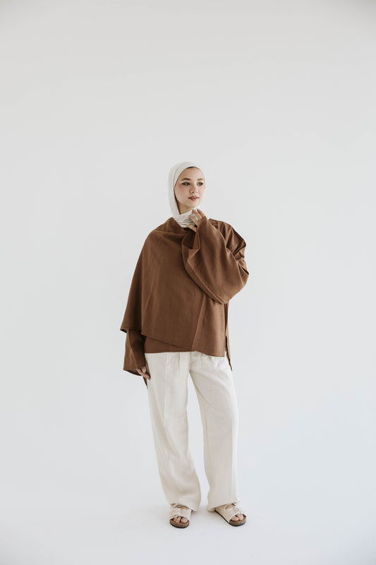 Minimalist Brown Asymmetrical  Cape Top